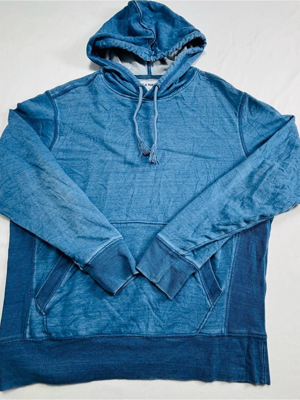 Men's Blue Hooded Pullover Sweatshirt W641